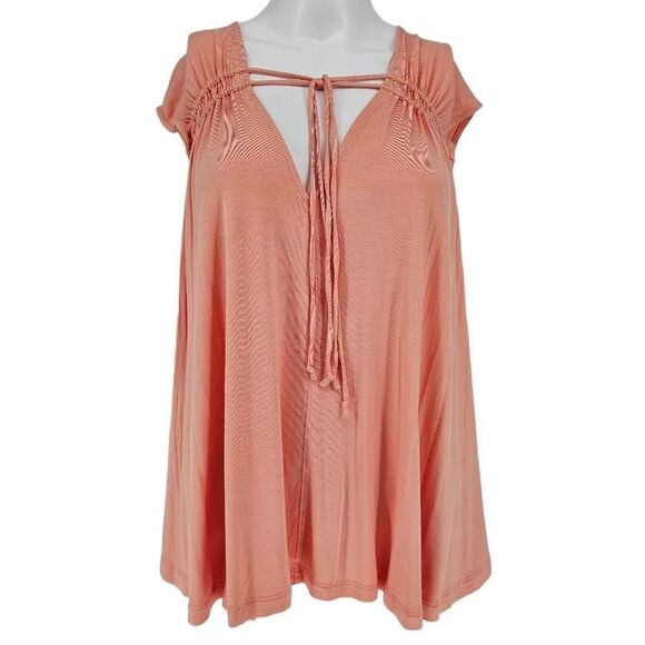 Free People Back in Town Tank Blouse Coral S New - Picture 2 of 8
